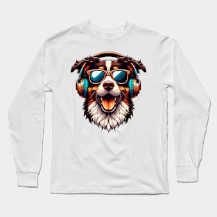 Kromfohrlander Smiling DJ with Headphones and Sunglasses Long Sleeve T-Shirt